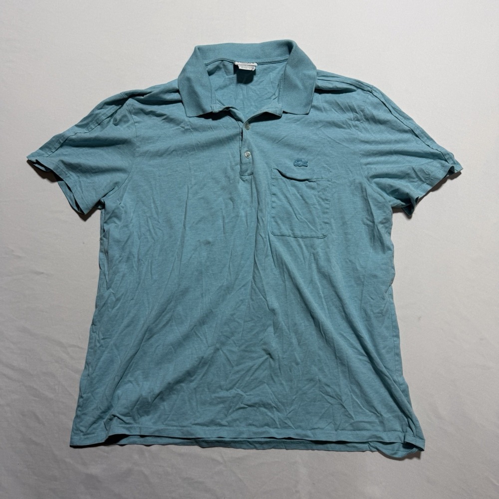 Lacoste Regular Fit Polo Shirt Size 6 Teal Blue Green Jersey Knit Chest Pocket